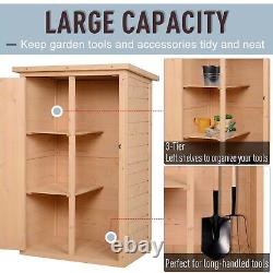 Garden Shed Fir Wood Natural Wood Color 75cm x 56cm x 115cm Outdoor Tool Storage