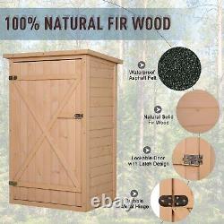 Garden Shed Fir Wood Natural Wood Color 75cm x 56cm x 115cm Outdoor Tool Storage