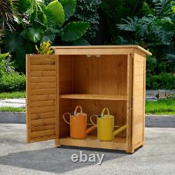 Garden Shed Fir Wood Outdoor Tools Storage 2 Doors Cabinet Shelter Waterproof