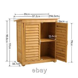 Garden Shed Fir Wood Outdoor Tools Storage 2 Doors Cabinet Shelter Waterproof