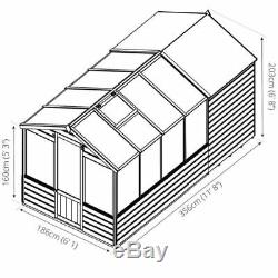 Garden Shed Greenhouse Combi Traditional Apex 12'x6' Mercia Outdoor Building