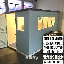 Garden Shed Office/ Potting Shed/ Summer House Fully Lined In Duck Egg Blue