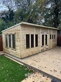 Garden Shed Summer House Tanalised Super Heavy Duty 20x10 19mm T&g. 3x2