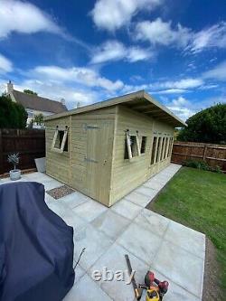 Garden Shed Summer House Tanalised Super Heavy Duty 20x10 19mm T&g. 3x2 Bifold