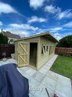 Garden Shed Summer House Tanalised Super Heavy Duty 20x10 19mm T&g. 3x2 Bifold