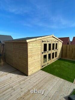 Garden Shed Summer House Tanalised Ultimate Heavy Duty 16x10 22mm T&g. 3x2