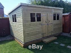 Garden Shed Super Heavy Duty Tanalised 12x8 Pent 19mm T&g. 3x2