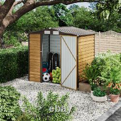 Garden Shed Tools Storage House Apex Outdoor Lockable Door Brown Wooden Grain UK