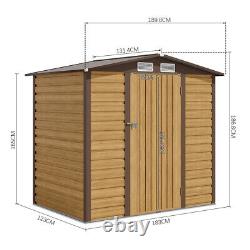 Garden Shed Tools Storage House Apex Outdoor Lockable Door Brown Wooden Grain UK