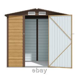 Garden Shed Tools Storage House Apex Outdoor Lockable Door Brown Wooden Grain UK