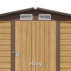 Garden Shed Tools Storage House Apex Outdoor Lockable Door Brown Wooden Grain UK