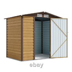 Garden Shed Tools Storage House Apex Outdoor Lockable Door Brown Wooden Grain UK