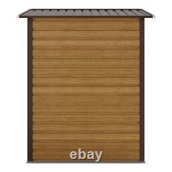 Garden Shed Tools Storage House Apex Outdoor Lockable Door Brown Wooden Grain UK