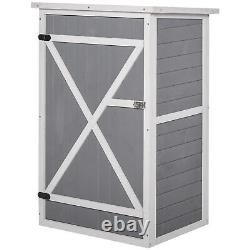 Garden Shed Wooden Garden Tool Storage Shed with 2 Shelves 75 x 56 x115cm Grey