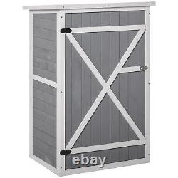 Garden Shed Wooden Garden Tool Storage Shed with 2 Shelves 75 x 56 x115cm Grey