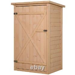 Garden Shed Wooden Garden Tool Storage Shed with 2 Shelves 75 x 56 x115cm Natural