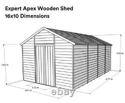 Garden Shed Wooden Shed 12x10-20x10 T&G Apex Window Windowless BillyOh Expert