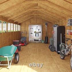 Garden Shed Wooden Shed 16 x 10ft Outdoor Storage Apex Roof Windows Double Doors