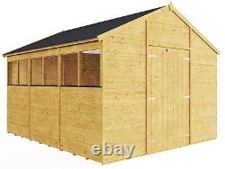 Garden Shed Wooden Shed Workshop 12 x 10ft Outdoor Apex Roof T&G Windows