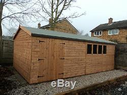 Garden Shed Workshop 20x12 Garage wooden Heavy Duty Redwood T&G Cladding