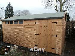 Garden Shed Workshop 20x12 Garage wooden Heavy Duty Redwood T&G Cladding