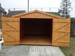 Garden Shed security Garage 16X10 7ft D/D 3X2frame 1thick floor free erect