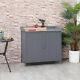 Garden Storage Cabinet, Tool Shed, Potting Bench Table with Galvanized Top