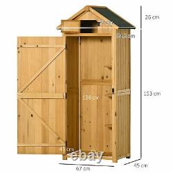 Garden Storage Shed 3 Shelves Tool House with Asphalt Roof 77 x 54 x 179 cm Brown
