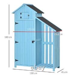 Garden Storage Shed Blue Fir Wood 180cm x 130cm x 54.5cm Outdoor Firewood House