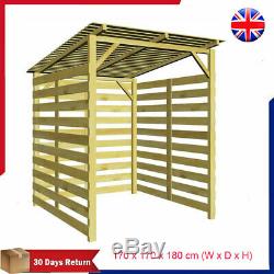 Garden Storage Shed Wooden Canopy With 3 Walls Patio Pergola Gazebo Arbour Cabin