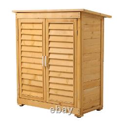 Garden Storage Shed Wooden Double Doors Outdoor Tool House 2 Shelves Cupboard UK