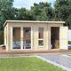 Garden Summer House Wooden Log Cabin Side Storage Shed Family Room Office 14 x 8