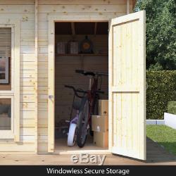 Garden Summer House Wooden Log Cabin Side Storage Shed Family Room Office 14 x 8