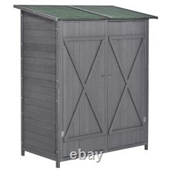 Garden Wood Storage Shed Storage Table, Asphalt Roof Storage Tool Organizer