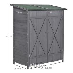 Garden Wood Storage Shed Storage Table, Asphalt Roof Storage Tool Organizer