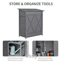 Garden Wood Storage Shed Storage Table, Asphalt Roof Storage Tool Organizer