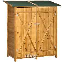 Garden Wood Storage Shed with Storage Table, Asphalt Roof, 140x75x157cm, Natural