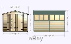 Garden Wooden Overlap Double Door Shed 10'x8' 127x6mm Overlap