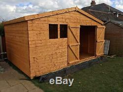 Garden shed 14x10 extra height 13mm t+g cladding 3x2 frame 1thick floor fitted