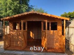 Garden shed Summerhouse 12X8 plus 2ft porch 13mm t+g 3x2 frame 1 thick floor