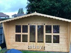 Garden shed Summerhouse 12X8 plus 2ft tapered sides 13mm t+g 3x2 frame 1 floor