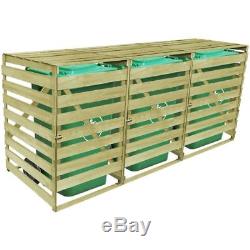 Green-Impregnated Pinewood Triple Wheelie Bin Shed Garden Storage Shed 240 L UK