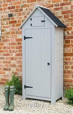 Grey Sentry Tool Shed Gardening Outdoor Tall Wooden Storage