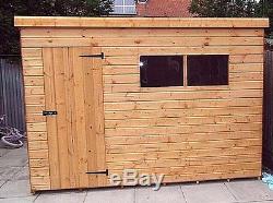 HEAVY DUTY PENT GARDEN STORAGE SHED QUALITY TIMBER FULLY ASSEMBLED 10x7 FT NEW