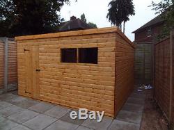 HEAVY DUTY PENT GARDEN STORAGE SHED QUALITY TIMBER FULLY ASSEMBLED 12x8 FT NEW