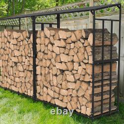 Heavy Duty Outdoor Wooden Log Store Metal Garden Firewood Storage Shed Snowproof