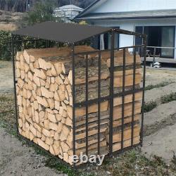 Heavy Duty Outdoor Wooden Log Store Metal Garden Firewood Storage Shed Snowproof