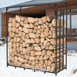 Heavy Duty Outdoor Wooden Log Store Metal Garden Firewood Storage Shed Snowproof