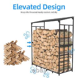 Heavy Duty Outdoor Wooden Log Store Metal Garden Firewood Storage Shed Snowproof