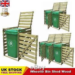 Impregnated Triple Wheelie Bins Shed Garden Store Wood 240L Bin Capacity Durable